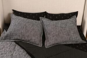 Beddy's Oliver Luxe Gray Textured Cotton Set 2 zippered Quilted Standard Shams